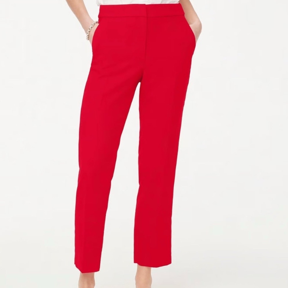 NEW J Crew women’s red colored ankle tailored bi-stretch slack pants size